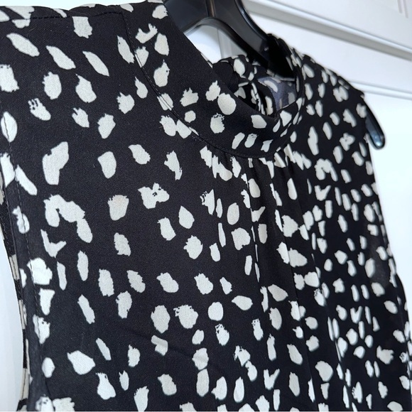 Black and White Halter Tiered Dress Soft Dot Midi Ruffle Size Small Coastal Y2K - Picture 6 of 11